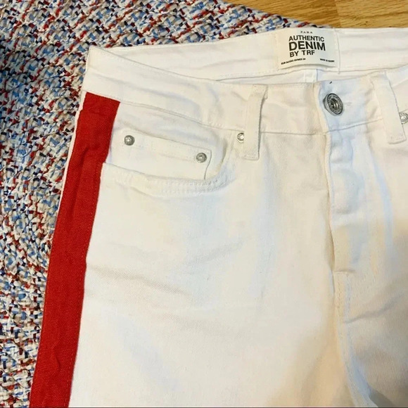 Zara mid rise shaped jeans with orange striped - Picture 3 of 6